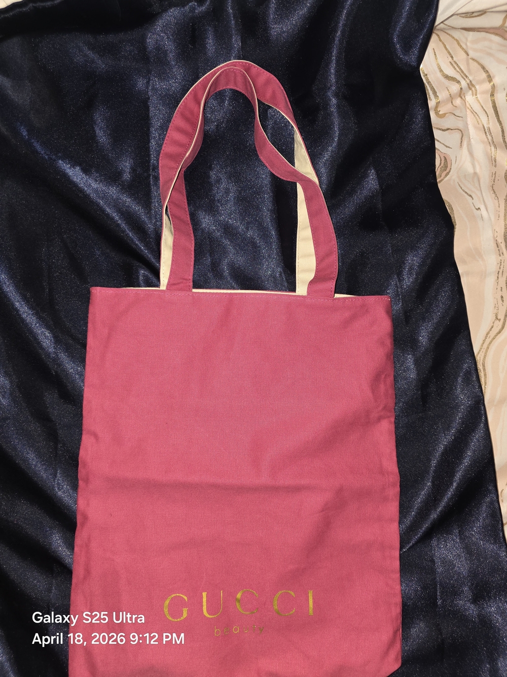 Gucci Pink Canvas Tote with Gold Logo. NWOT
